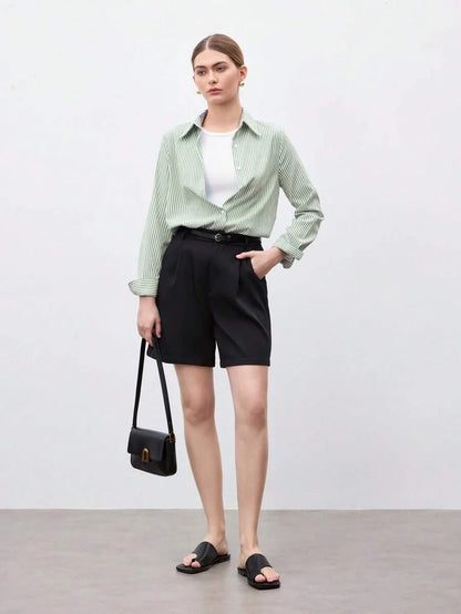 Camicia a righe a maniche lunghe con bottoni