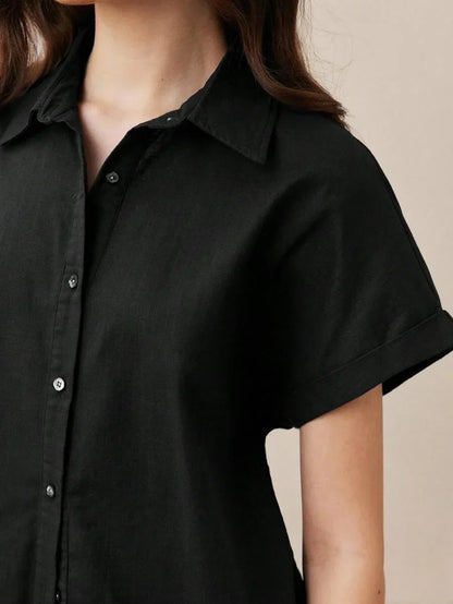 Casual Open-Collar Batwing Sleeve Shirt