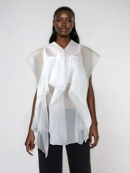 Blusa Boho con Volantes y Paneles de Malla