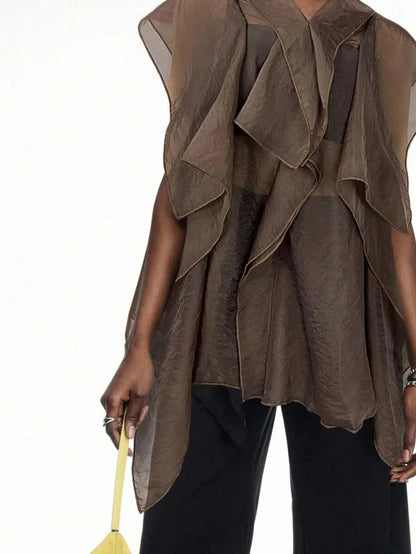 Blusa Boho con Volantes y Paneles de Malla