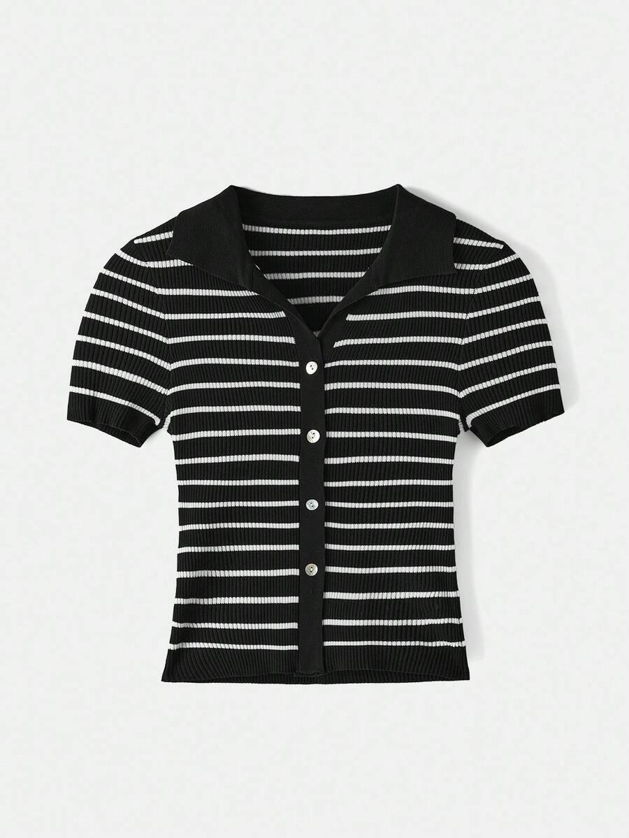 Striped Turtleneck Knit Sweater