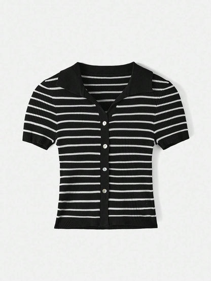 Striped Turtleneck Knit Sweater