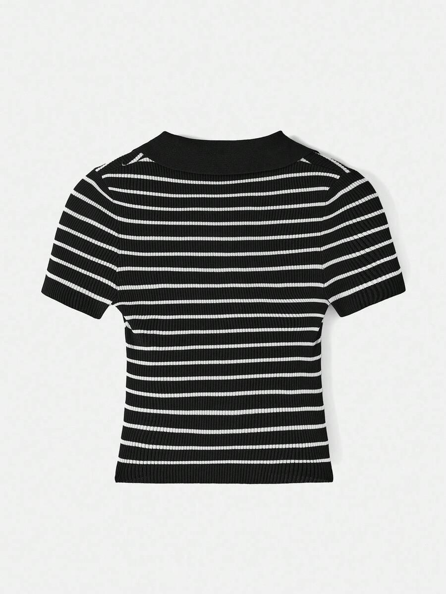 Striped Turtleneck Knit Sweater