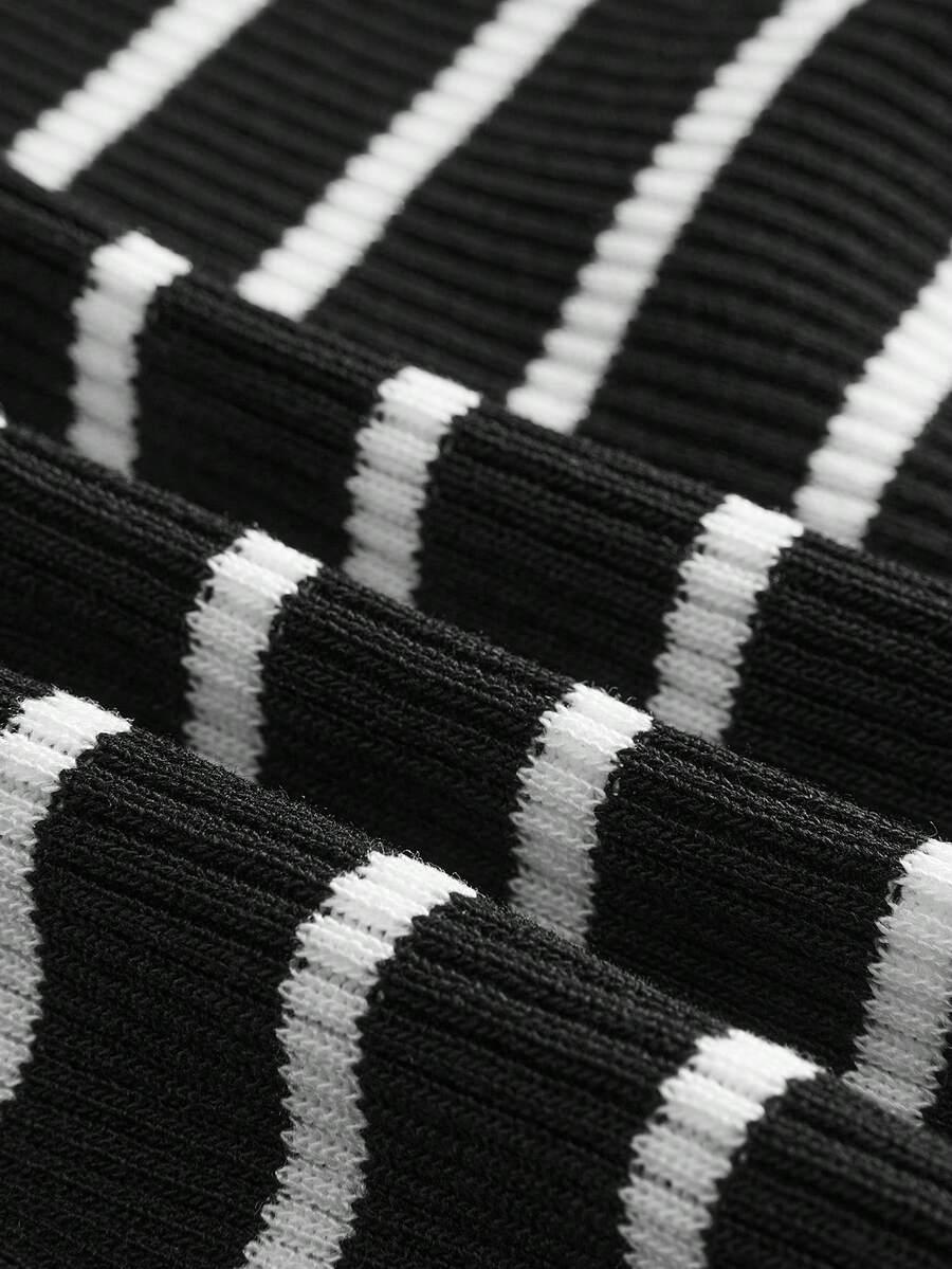 Striped Turtleneck Knit Sweater