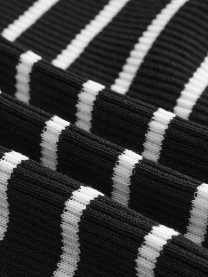 Striped Turtleneck Knit Sweater