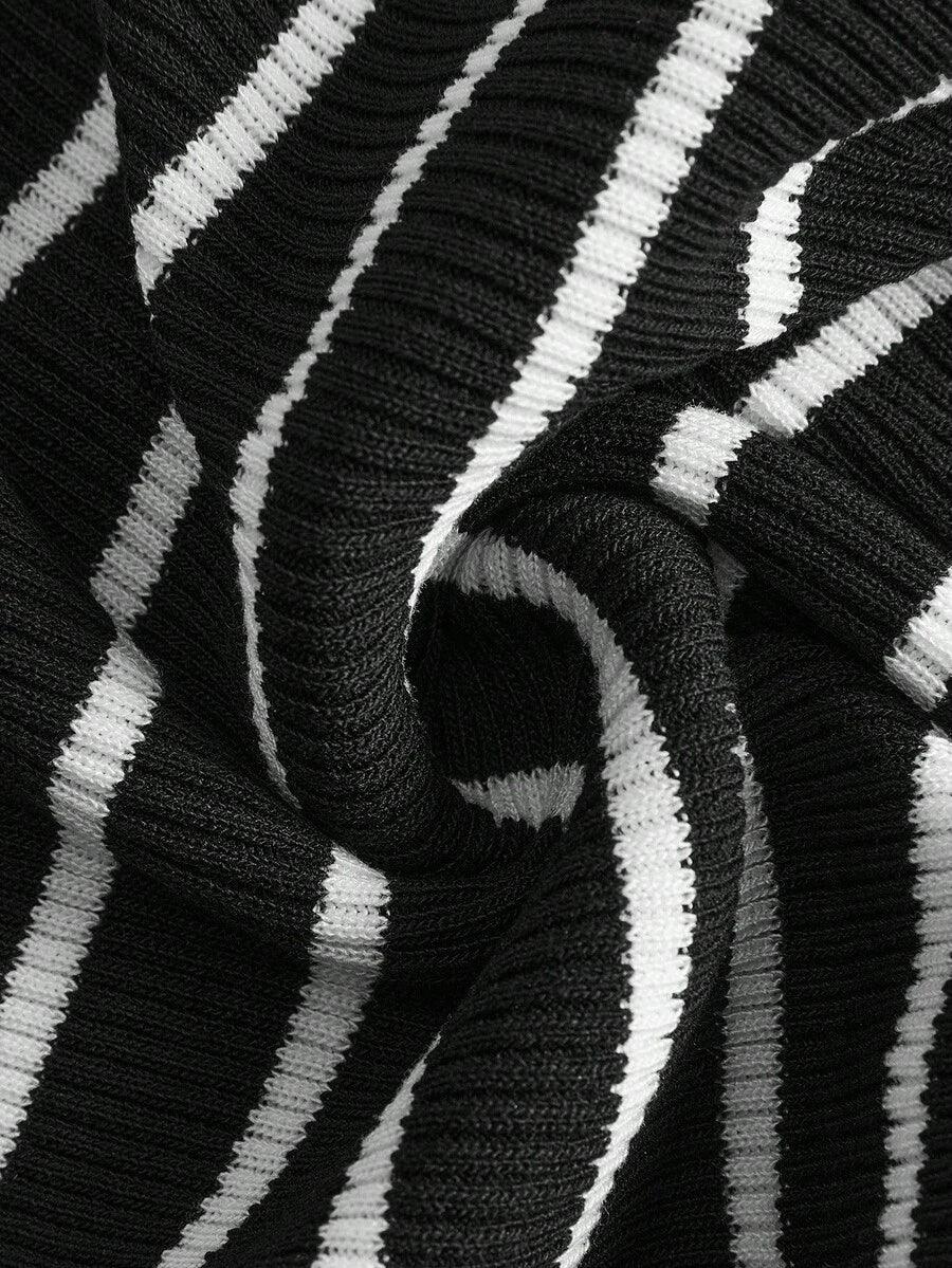 Striped Turtleneck Knit Sweater