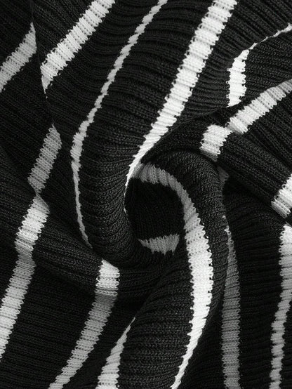 Striped Turtleneck Knit Sweater