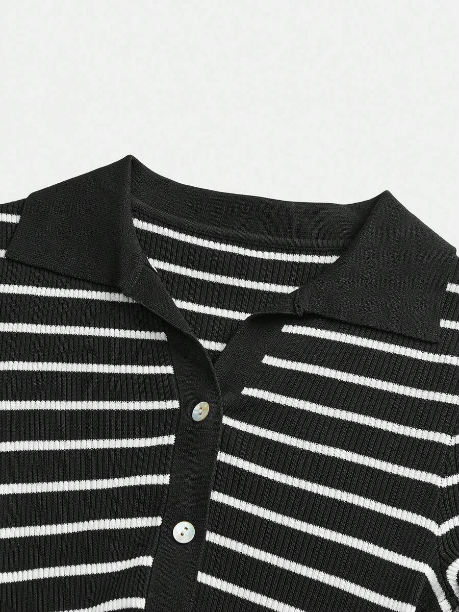 Striped Turtleneck Knit Sweater