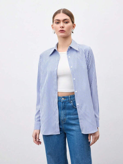Camicia a righe a maniche lunghe con bottoni