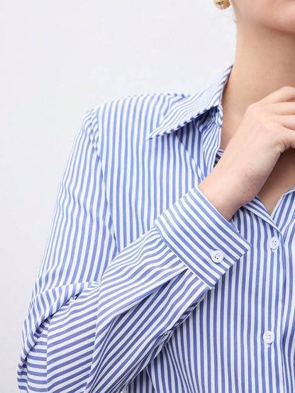 Camicia a righe a maniche lunghe con bottoni