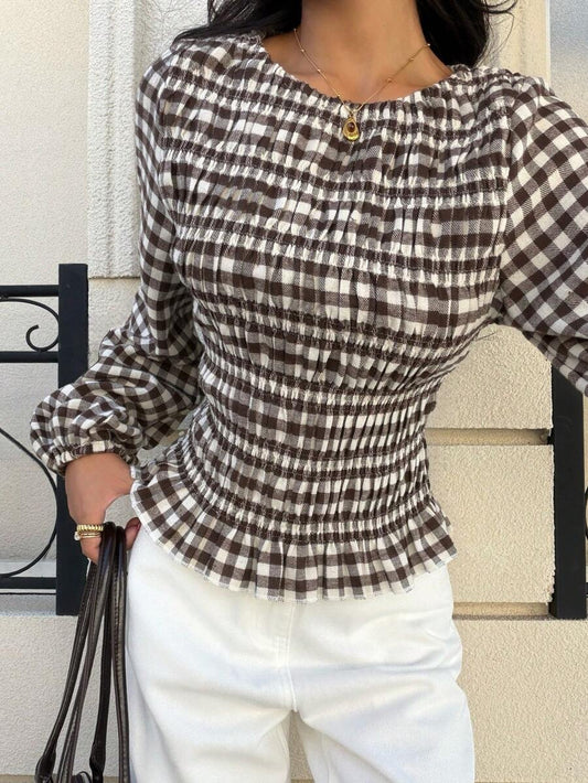 Blusa de Punto Acanalado con Mangas Obispo