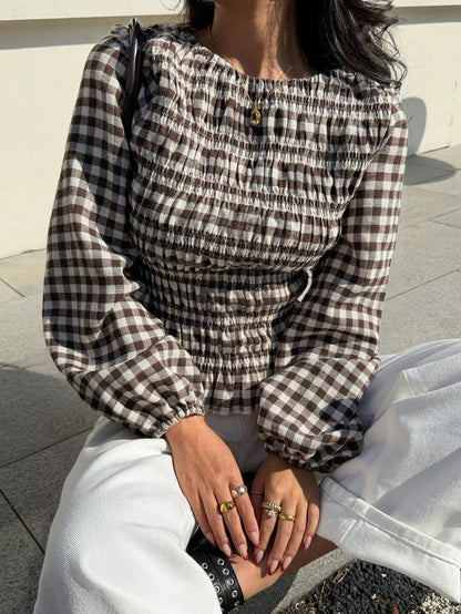 Blusa de Punto Acanalado con Mangas Obispo