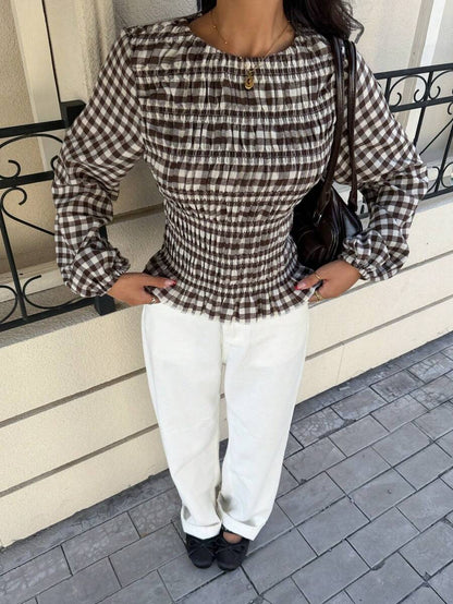 Blusa de Punto Acanalado con Mangas Obispo