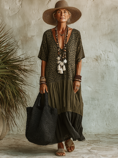 Lea | Vestido Maxi Leopardo con Escote en V