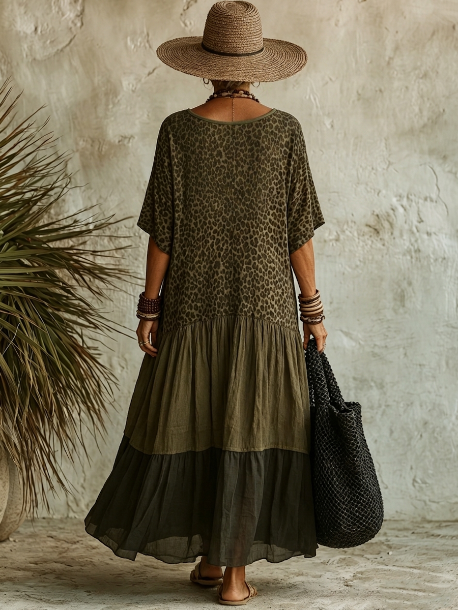 Lea | Vestido Maxi Leopardo con Escote en V