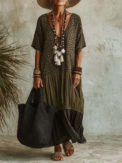 Lea | Vestido Maxi Leopardo con Escote en V