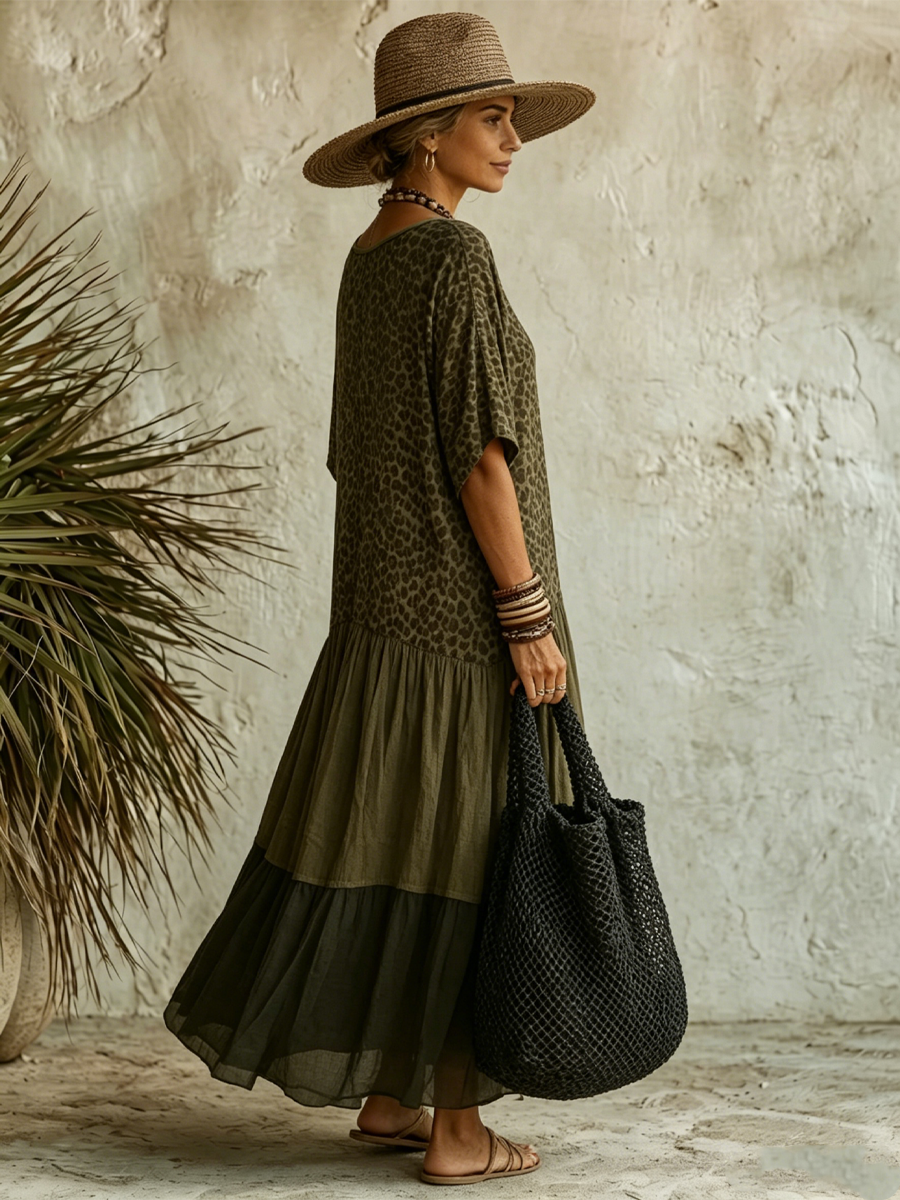 Lea | Vestido Maxi Leopardo con Escote en V