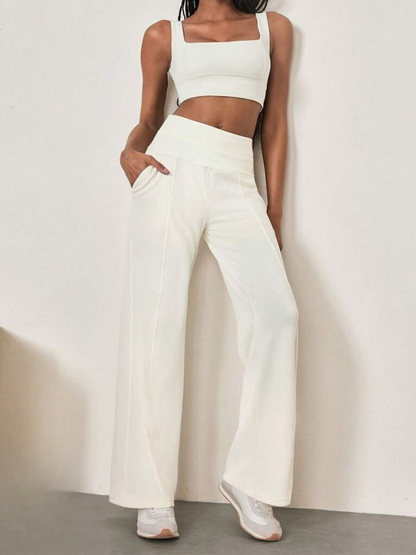 Pantaloni a gamba larga in modal con tasche