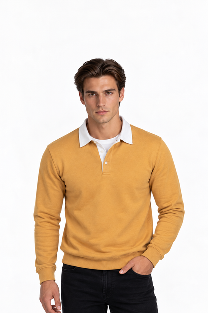 Cotton Polo Neck Sweatshirt