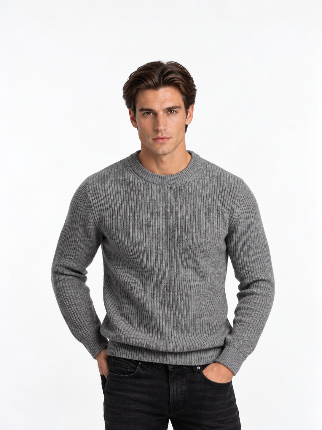 Loose-Fit Ribbed Knit Sweater