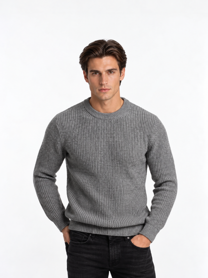 Loose-Fit Ribbed Knit Sweater
