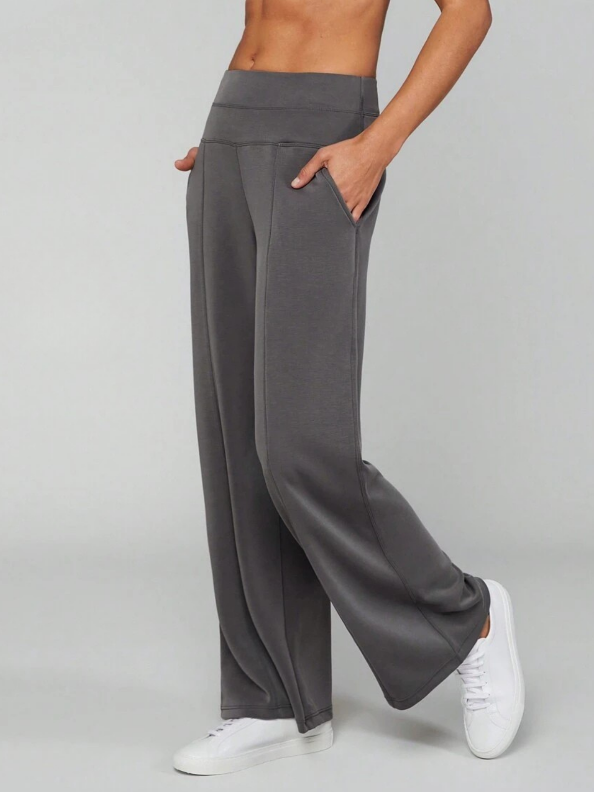 Pantaloni a gamba larga in modal con tasche