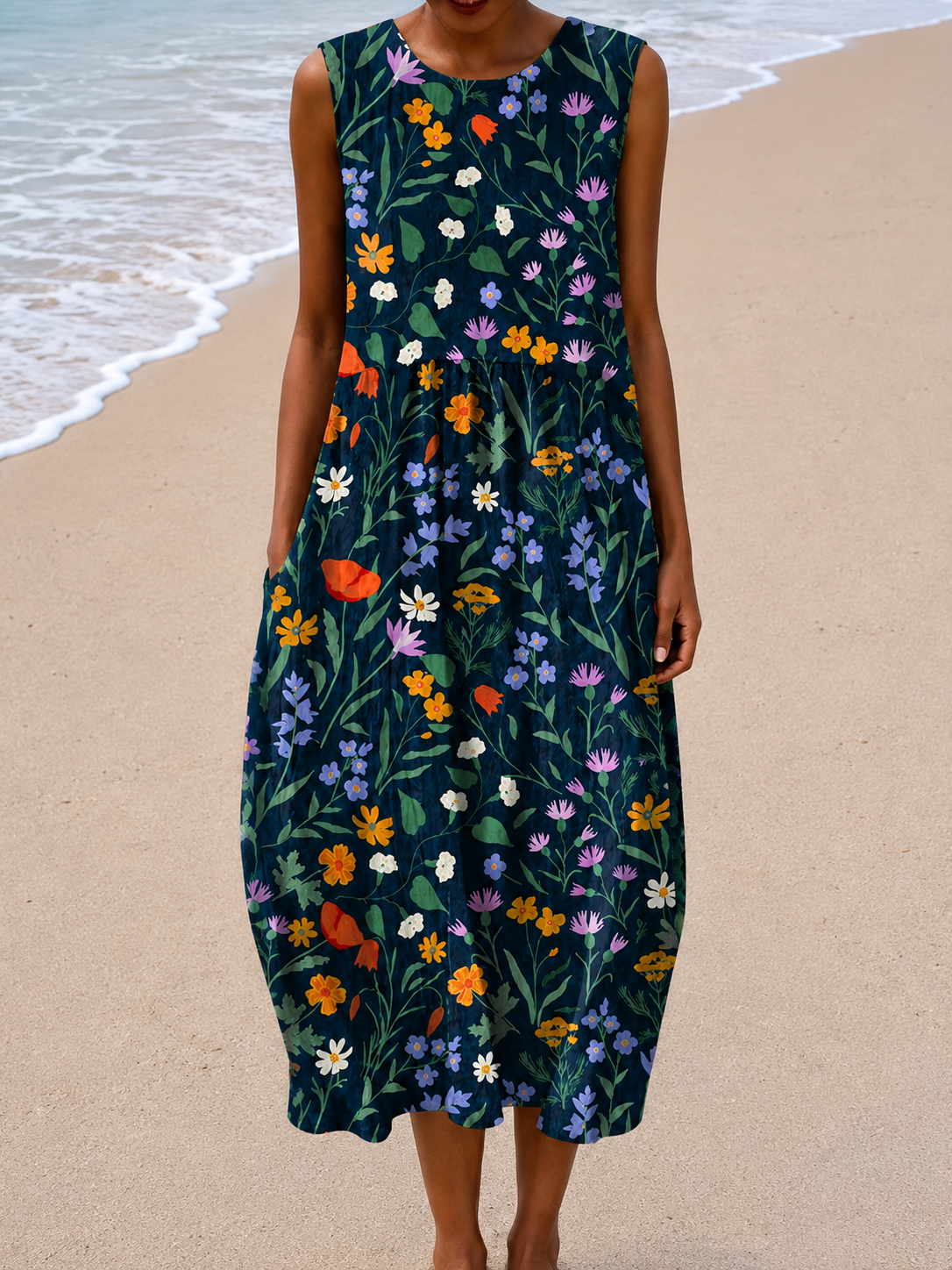 Zoe | Vestido Midi Sin Mangas de Ajuste Relajado para Mujer