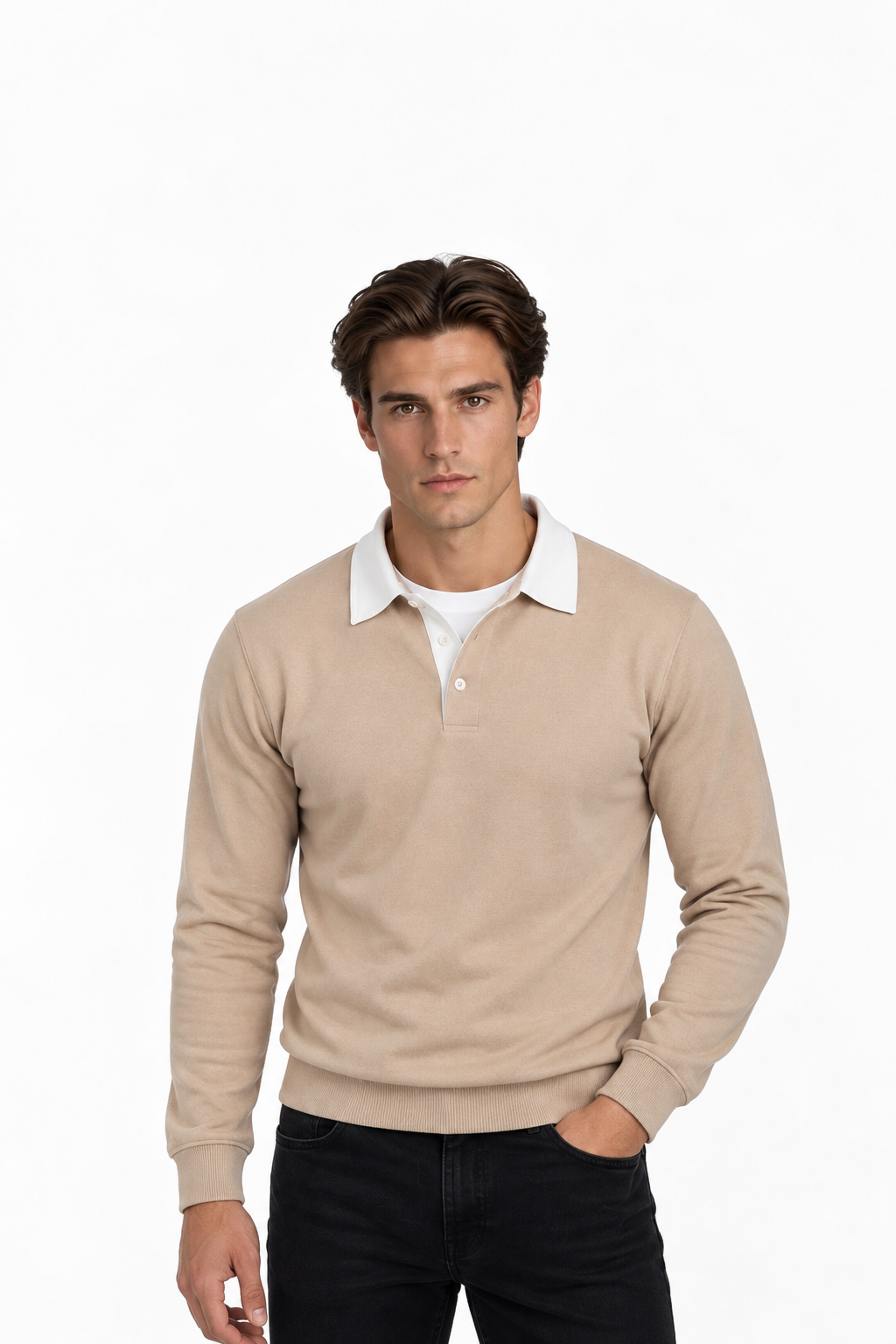 Cotton Polo Neck Sweatshirt