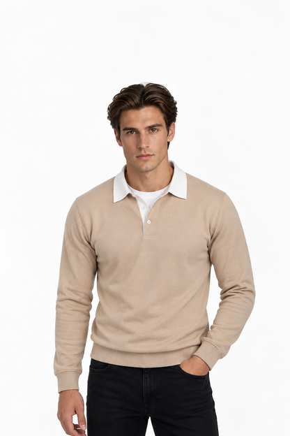 Cotton Polo Neck Sweatshirt