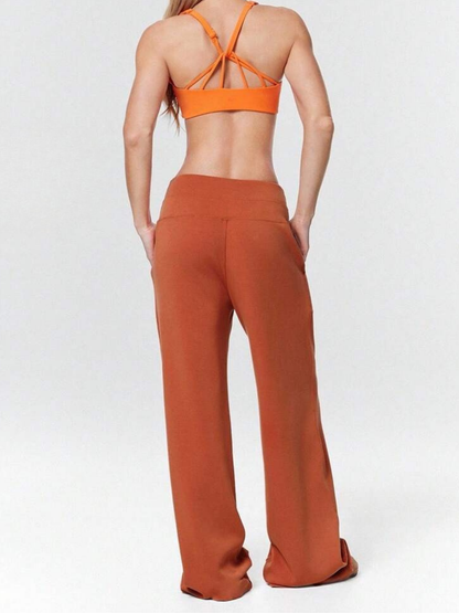 Pantaloni a gamba larga in modal con tasche