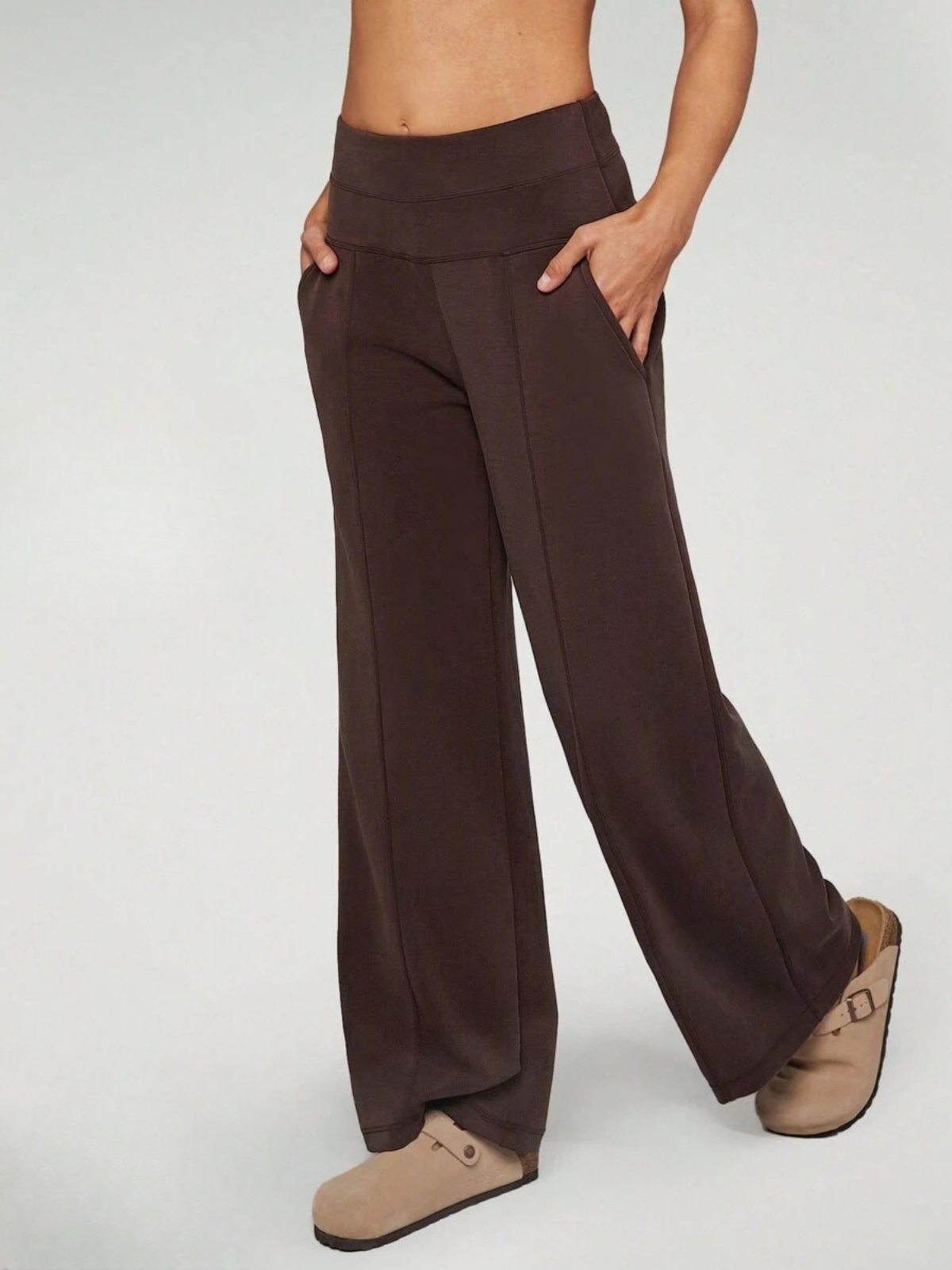 Pantaloni a gamba larga in modal con tasche