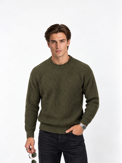 Loose-Fit Ribbed Knit Sweater