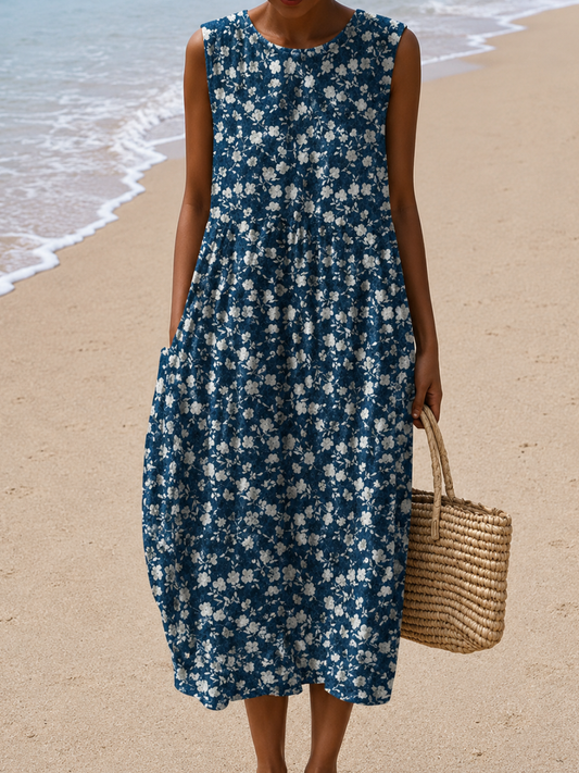 Leah | Vestido Midi Sin Mangas de Corte Relajado para Mujer