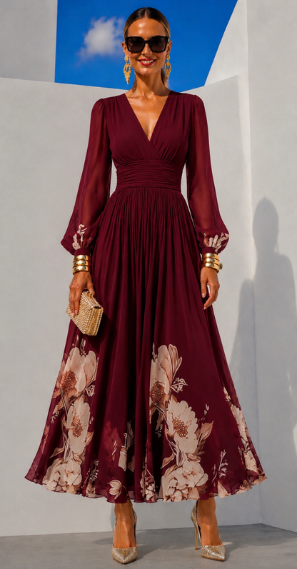 Nadia | Vestido de Gasa Estampada