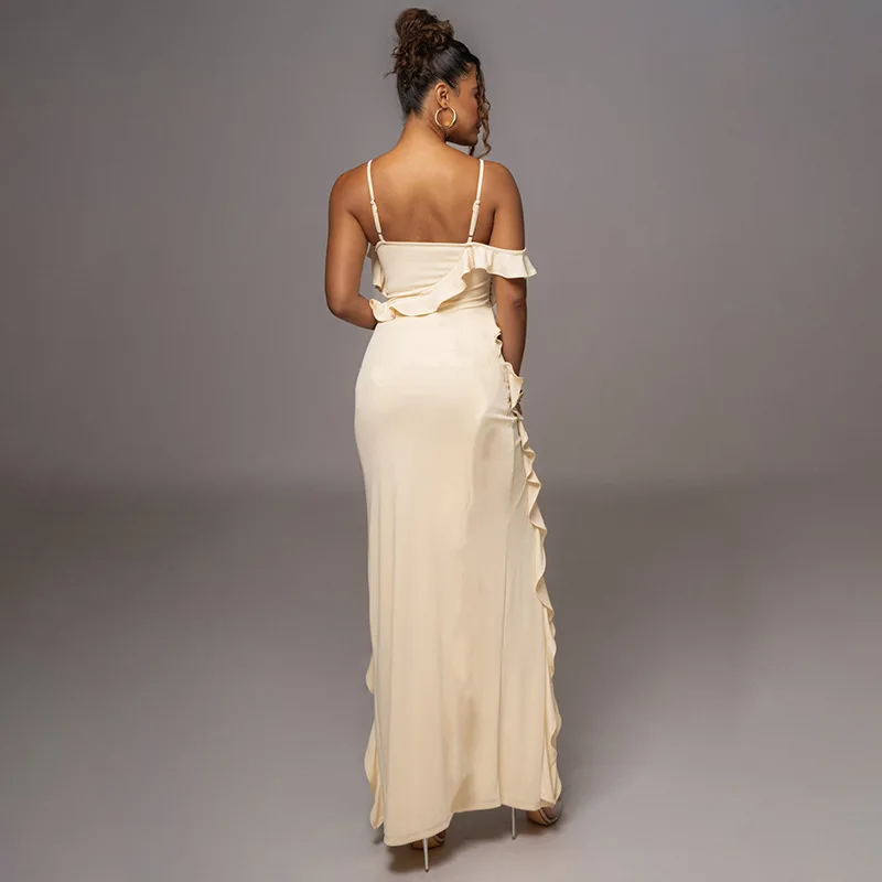 LARIS | VESTIDO MAXI CON VOLANTES