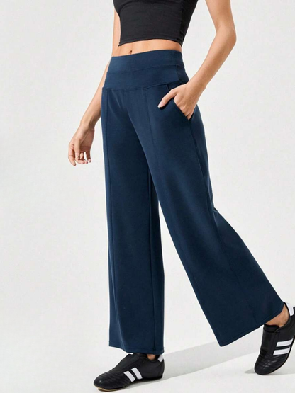 Pantaloni a gamba larga in modal con tasche
