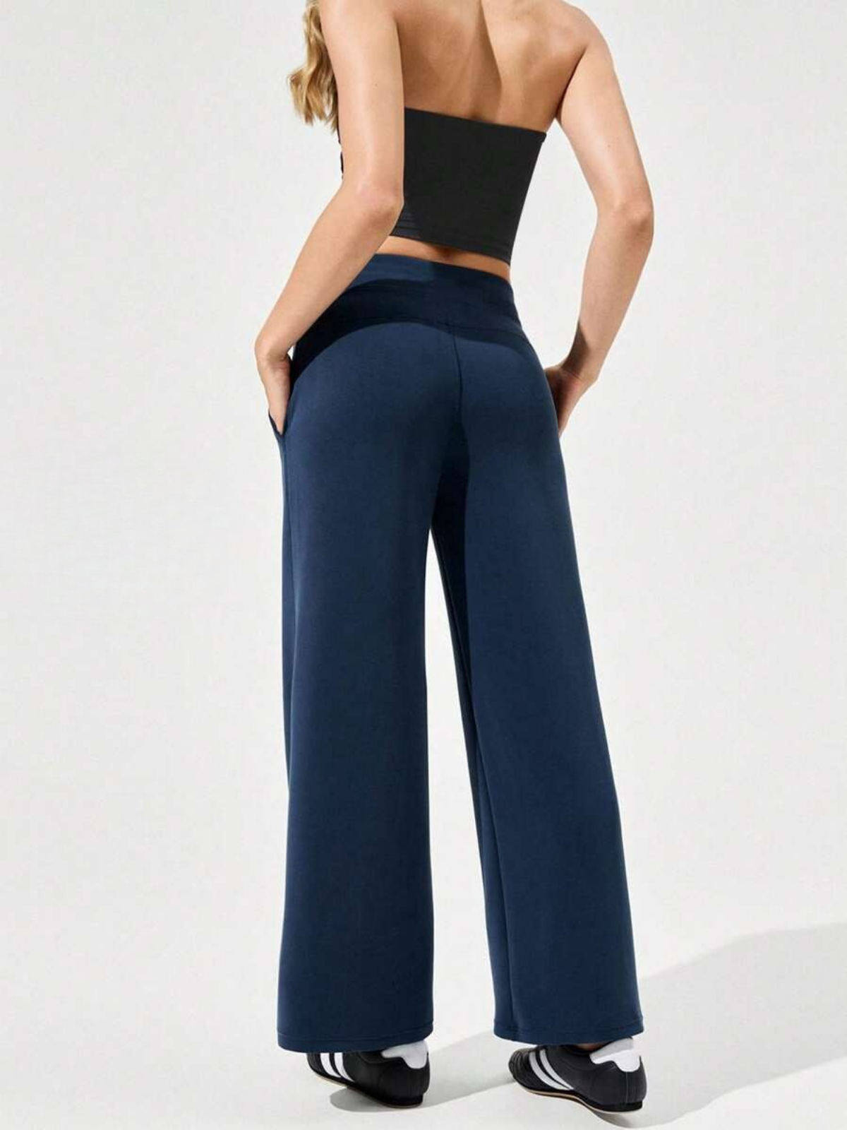 Pantaloni a gamba larga in modal con tasche