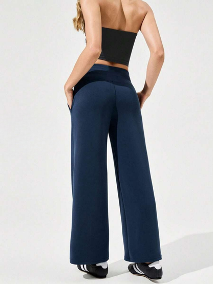 Pantaloni a gamba larga in modal con tasche