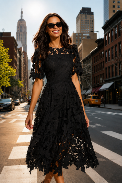 Renata | Vestido Midi de Encaje Bordado