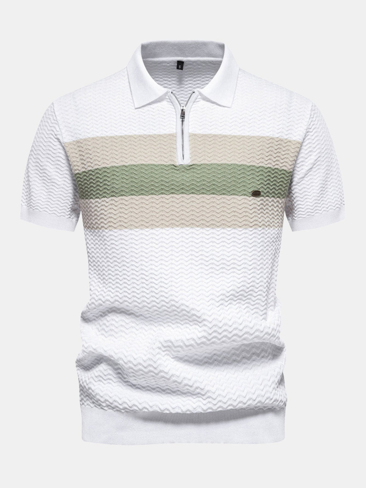 Polo testurizzato con cerniera