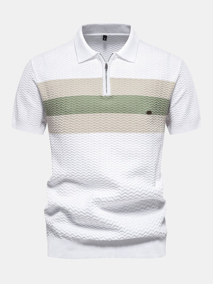 Polo testurizzato con cerniera
