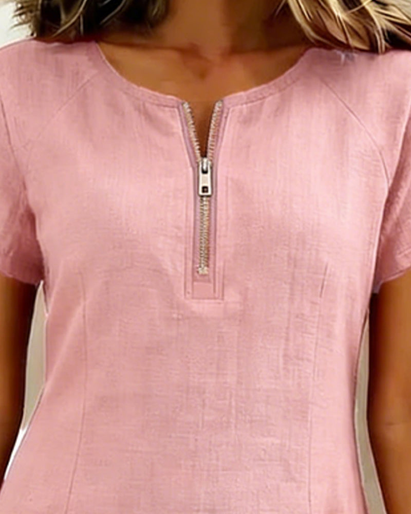 Linda | Vestido de Algodón con Bolsillo de Cremallera