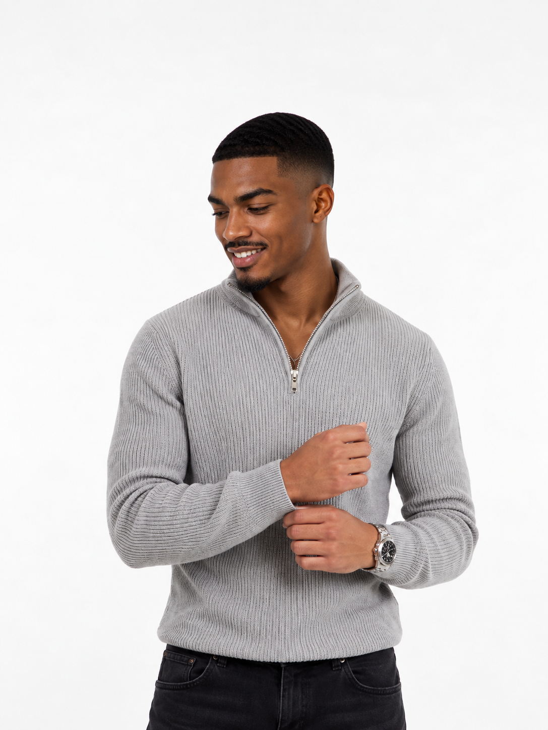 Maglione a collo alto con mezza zip