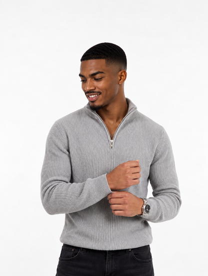 Maglione a collo alto con mezza zip