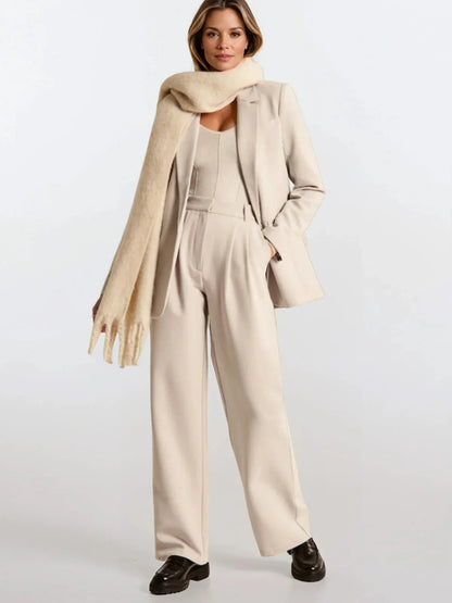 High-Rise Wide-Leg Pleated Trousers