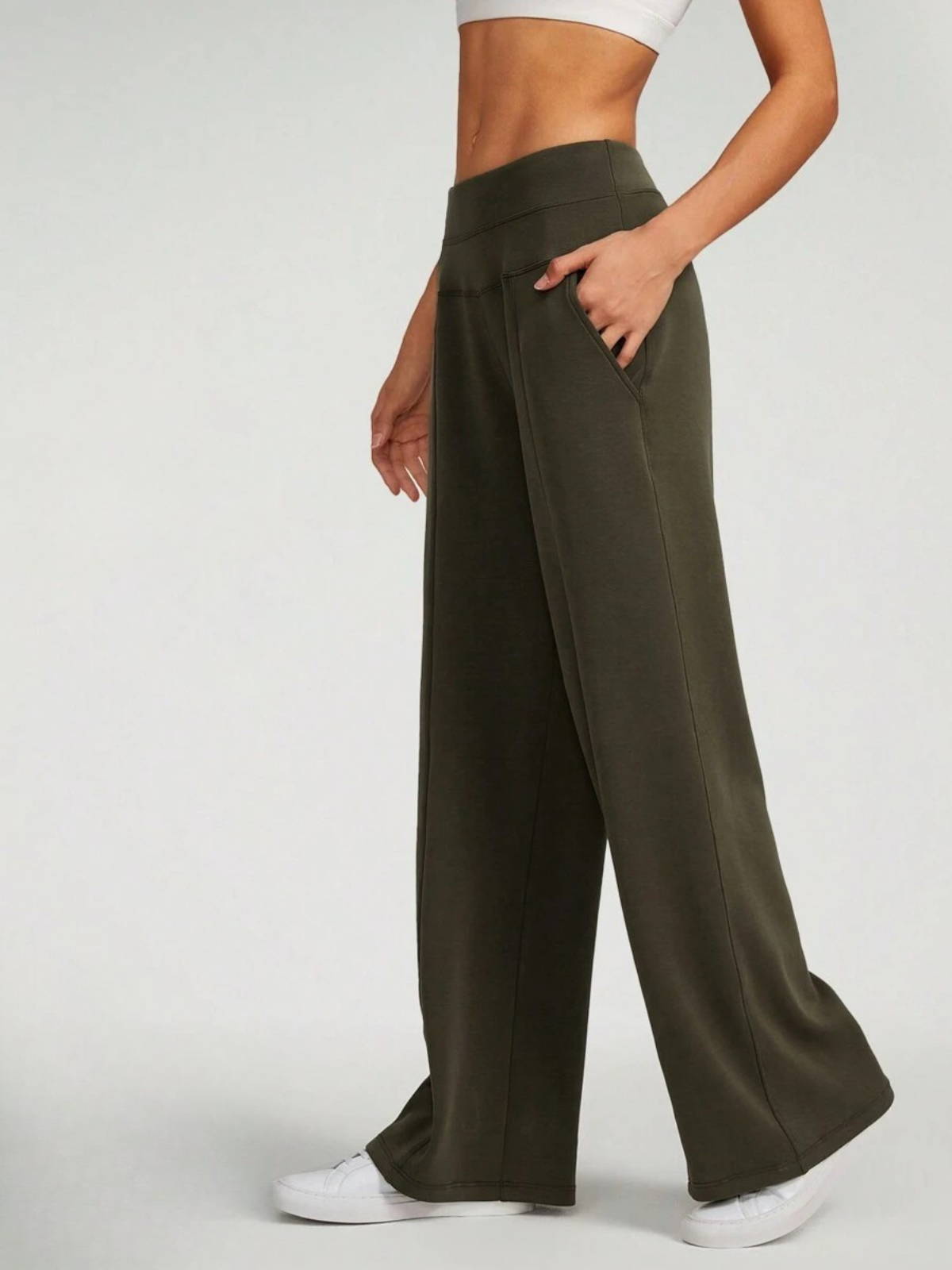 Pantaloni a gamba larga in modal con tasche