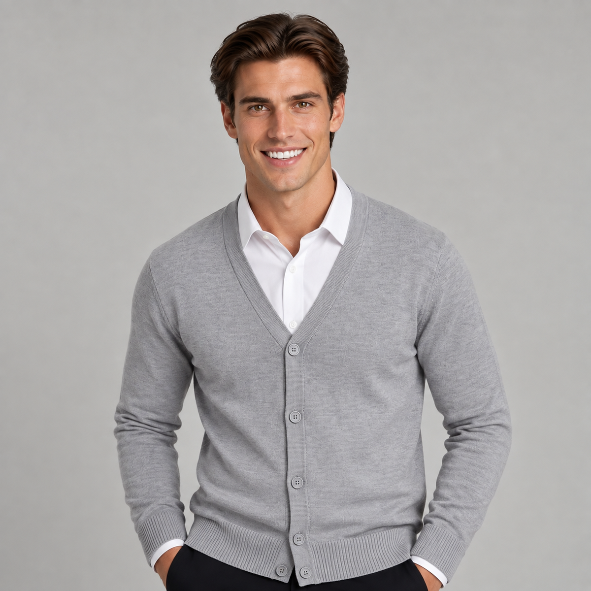Fleece-Lined Knit Cardigan