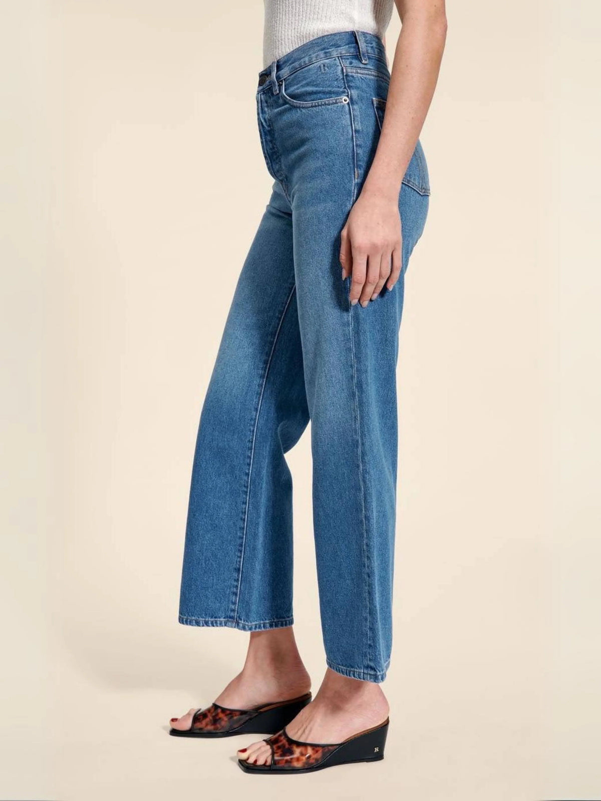Jeans Rectos Holgados de Tiro Alto