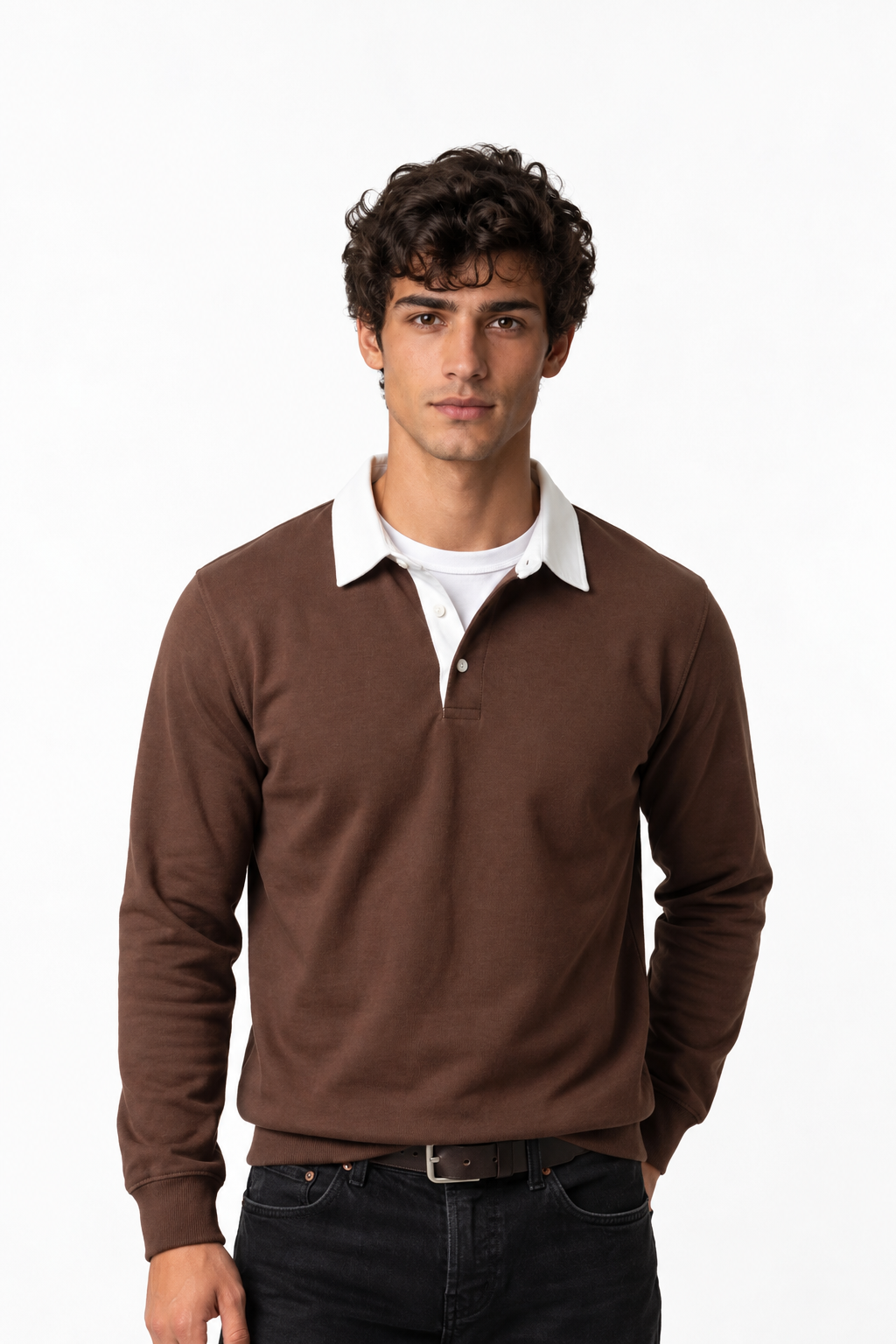 Cotton Polo Neck Sweatshirt