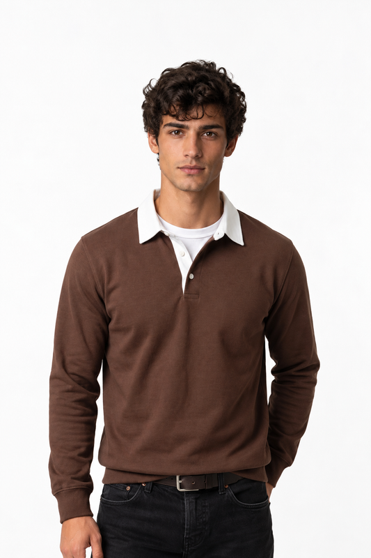 Bawełniana bluza z kołnierzykiem polo